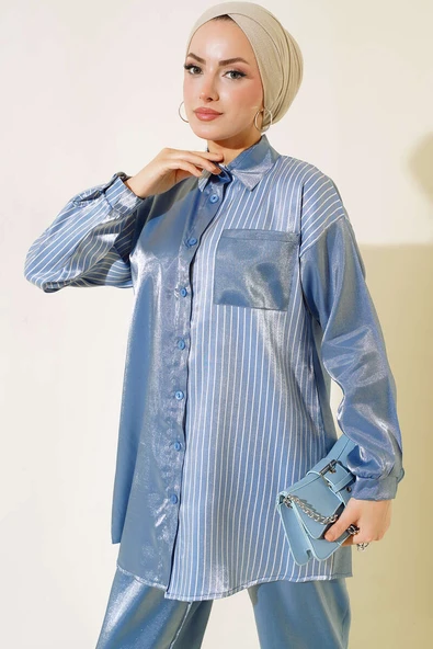 Tek Taraflı Çizgili Takım İndigo - 2