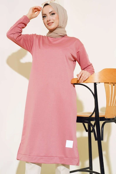 Arma Detaylı Uzun Tunik Gül Kurusu - Resim 2