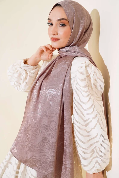 Dalga Desen Jakar Melisa Şal Sütlü Kahve - 21 ürün görseli 1