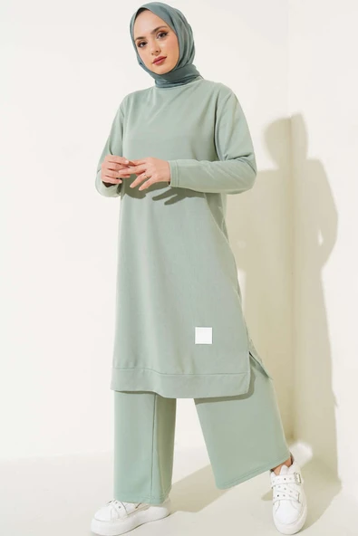 Armalı Bol Paça İkili Takım Mint - Resim 2