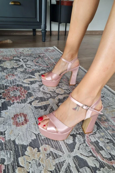 11 3535 Topukla Kadın Platform Kalın Topuklu Abiye Ayakkabı - 7