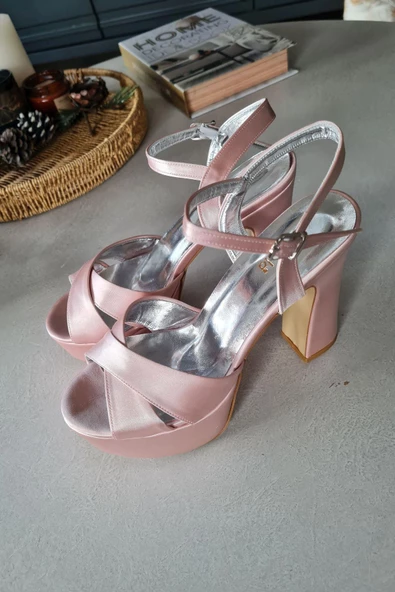 11 3535 Topukla Kadın Platform Kalın Topuklu Abiye Ayakkabı - 9