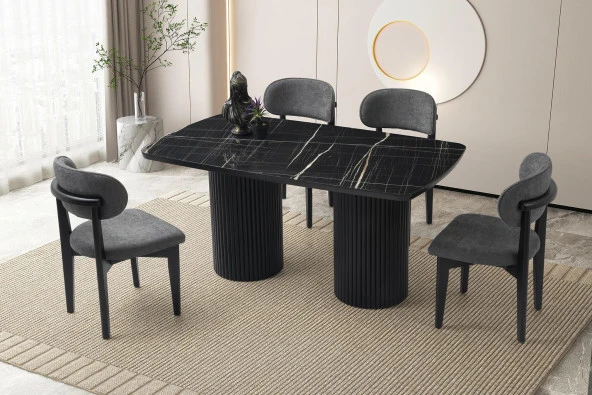 Adel Yemek Masası Takımı Nergis Sandalye 90x160 cm (1 Masa 4 Sandalye )