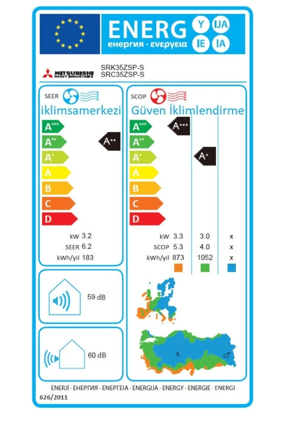 Mitsubishi Heavy Inverter Klima Silver Serisi 12000 BTU/h A++ Enerji Sınıfı SRK35ZSP-W(S) - 4