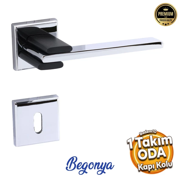 Fulya Lüx Krom Siyah Oda Kapı Kolu Rozetli Sürgülü ve Çelik Kapı Sağa Sola Uygun Kapı Kolları Kulpu