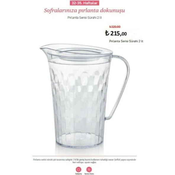 Tupperware Pırlanta Serisi Sürahi