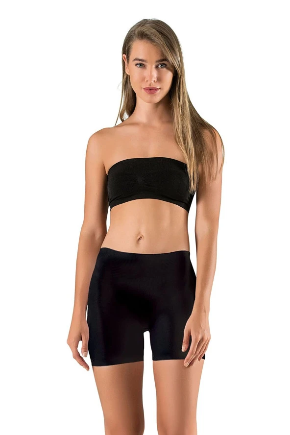 Dikişsiz İz Yapmaz Lazer Seamless Kadın Toparlayıcı Kısa Paçalı Boxer Korse Siyah - 3