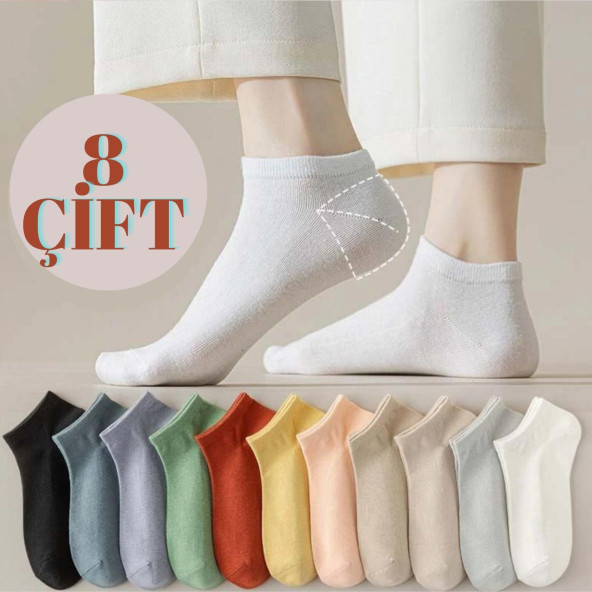 Yazlık Penye - Kadın Patik Çorap 8'li (8 Adet) Parfümlü Düz Desen