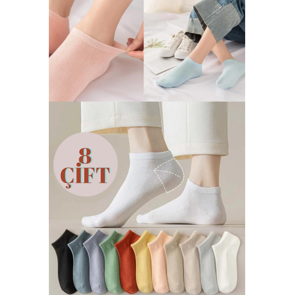 Yazlık Penye - Kadın Patik Çorap 8'li (8 Adet) Parfümlü Düz Desen - 2