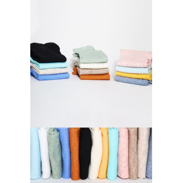 Yazlık Penye - Kadın Patik Çorap 8'li (8 Adet) Parfümlü Düz Desen - 4