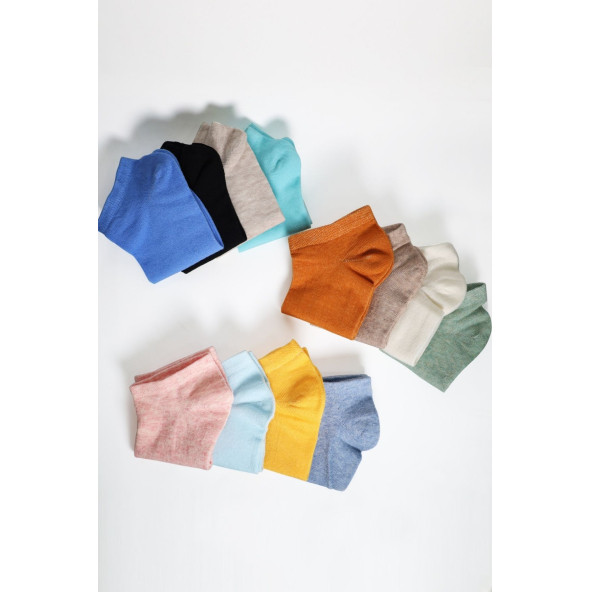 Yazlık Penye - Kadın Patik Çorap 8'li (8 Adet) Parfümlü Düz Desen - 6