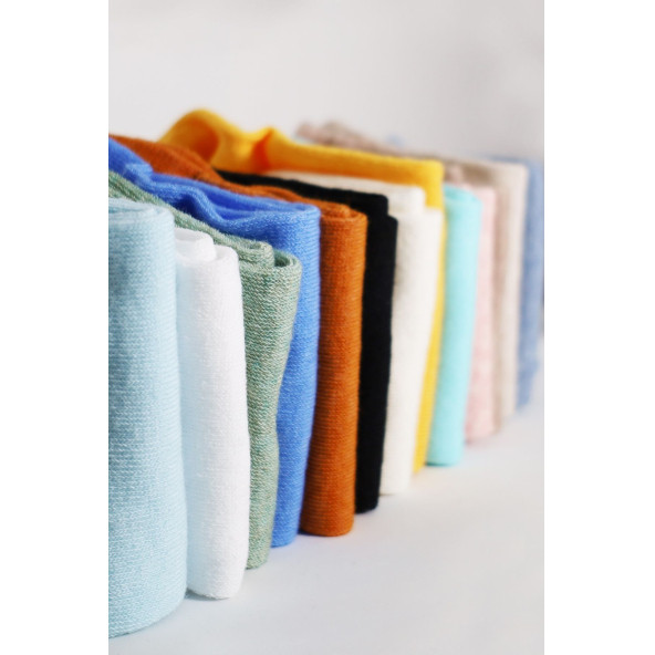 Yazlık Penye - Kadın Patik Çorap 8'li (8 Adet) Parfümlü Düz Desen - 7