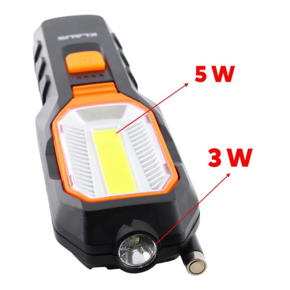 El Feneri Mıknatıslı iş Lambası Askılı Işıldak Kamp Lambası Şarjlı Gece Lambası Led 3+5 W - 2