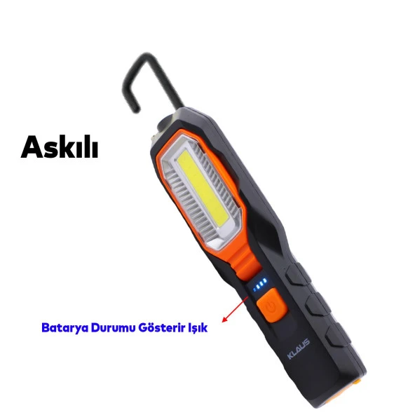 El Feneri Mıknatıslı iş Lambası Askılı Işıldak Kamp Lambası Şarjlı Gece Lambası Led 3+5 W - 5