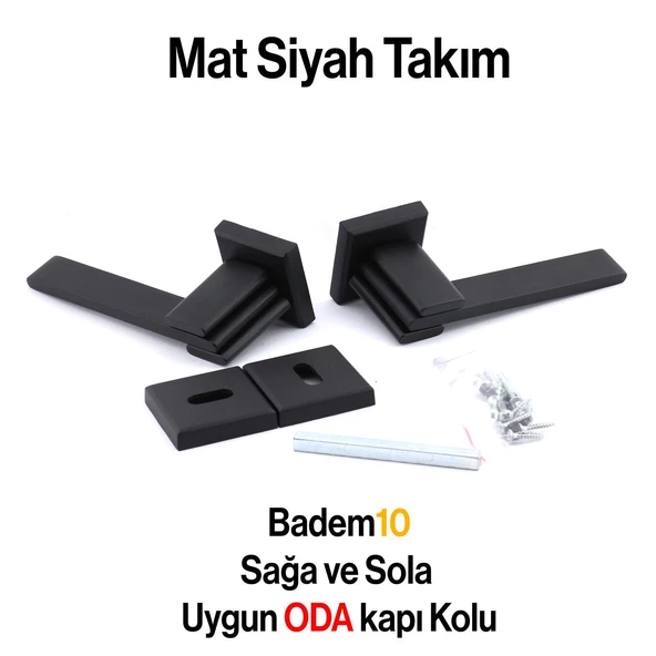 Fulya Lüx Mat Siyah Oda Kapı Kolu Rozetli Sürgülü ve Çelik Kapı Sağa Sola Uygun Kapı Kolları Kulpu - 6