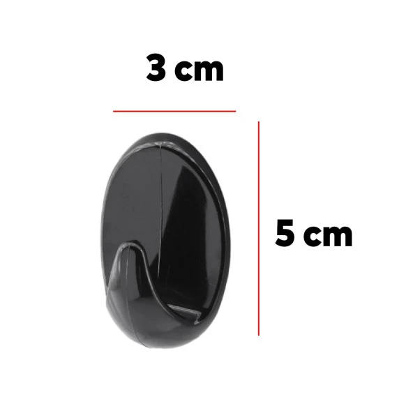 Banyo Lavabo Mutfak Askılık Siyah Plastik Sağlam Asma İz Bırakmayan Yapışkanlı Askı 3 Adetli Set - 2