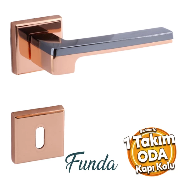 Funda Lüx Bakır Füme Oda Kapı Kolu Rozetli Sürgülü ve Çelik Kapı Sağa Sola Uygun Kapı Kolları Kulpu