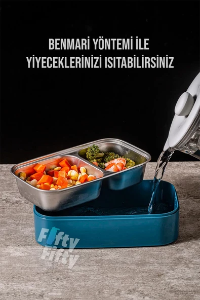 Vagonlife 1400 ML İki Kat Üç Bölme Paslanmaz Çelik Bento Lunch Box Yeni Nesil Sefer Tası -Çatal/Kaşıklı Model-ffbl50002 - 8