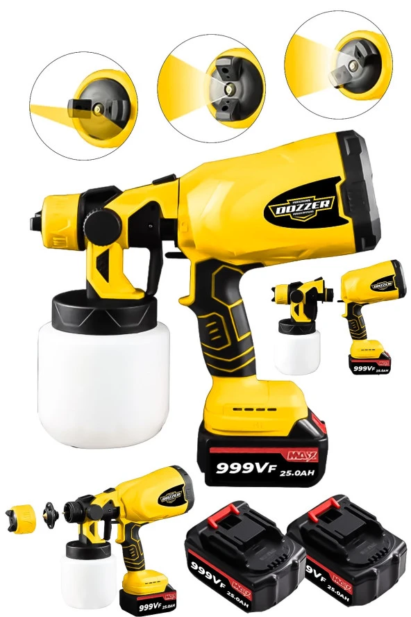 Dozzer Alman 21V 3 Ah Yüksek Basınçlı Çift Akülü Sprey Boya Püskürtme Tabancası