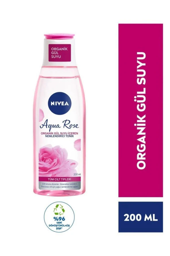 Nivea Aqua Rose Organik Gül Suyu İçeren Nemlendirici Tonik 200 ml