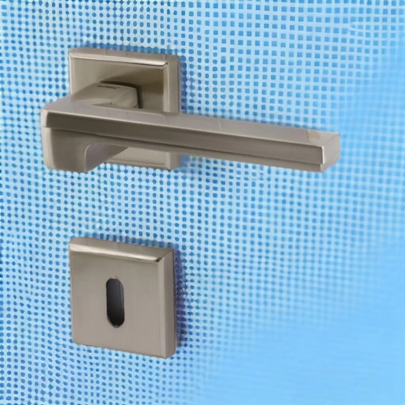 Funda Lüx İnox Oda Kapı Kolu Rozetli Sürgülü ve Çelik Kapı Sağa Sola Uygun Kapı Kolları Kulpu - 2