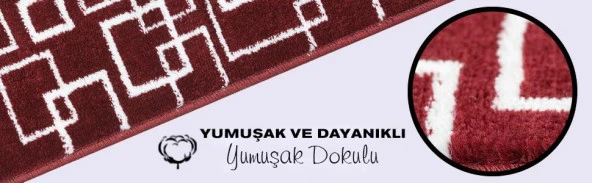 Glary Home GH39A-WR-GRY1 Üçgen Desen Kaydırmaz Tabanlı 1'li Merdiven Halısı - Beyaz/Kırmızı - 7