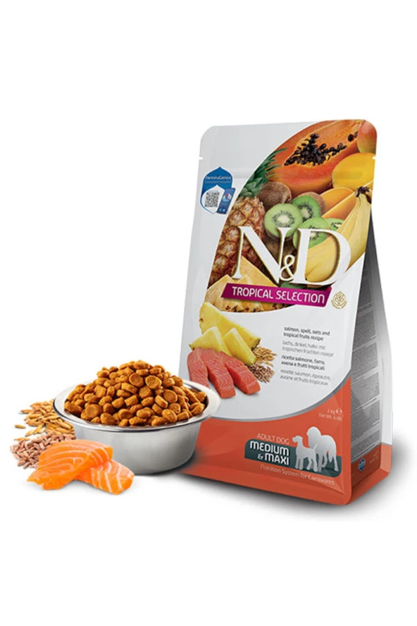 ND Dog Tropical Adult Medium/Maxi Somonlu Köpek Maması 10kg