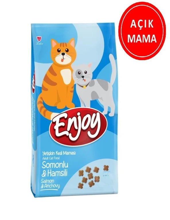 Enjoy Somonlu ve Hamsili Yetişkin Kedi Maması 1 Kg AÇIK