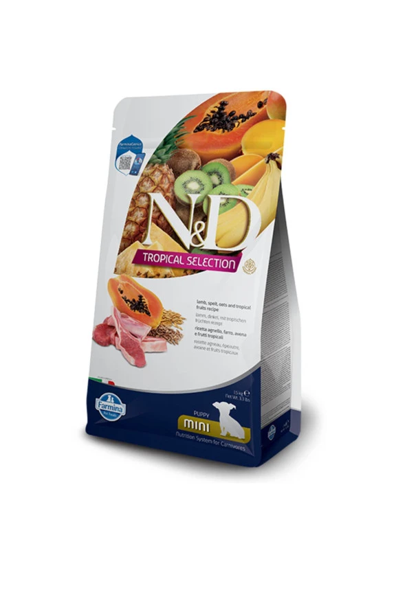 ND Dog Tropical Puppy Mini Kuzulu Köpek Maması 1,5 KG