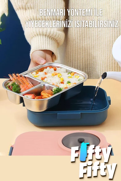 Vagonlife 1100 ML Çorba Kaseli-Metal Kaşıklı Paslanmaz Çelik Bento Lunch Box Yeni Nesil Sefer Tası-ffbl70100 - 12