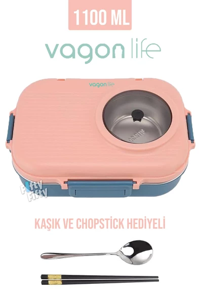 Vagonlife 1100 ML Çorba Kaseli-Metal Kaşıklı Paslanmaz Çelik Bento Lunch Box Yeni Nesil Sefer Tası-ffbl70100 - 9