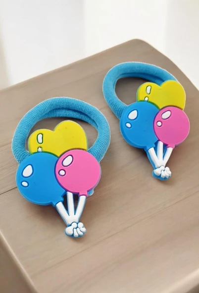 Uçan Balonlu Kız Bebek Lastikli Çocuk Toka - 2li