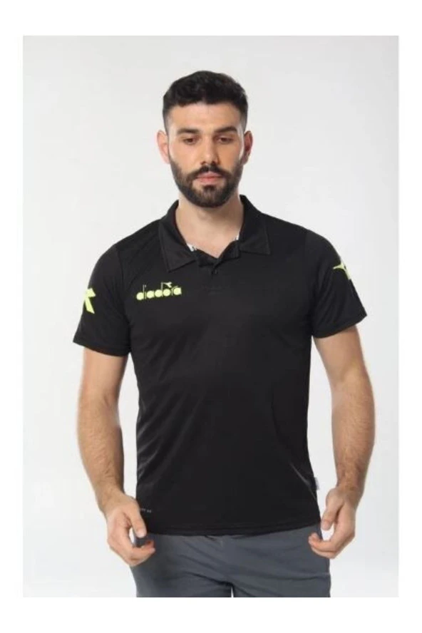 Diadora Nacce Siyah Polo Yakalı T-Shirt  -  1TSR06-Siyah