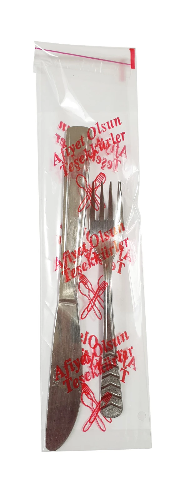 Çatal Kaşık Bıçak Poşeti - Afiyet Olsun Yazılı Baskılı - Şeffaf - 1 Kg. lık 10 Paket - Resim 3