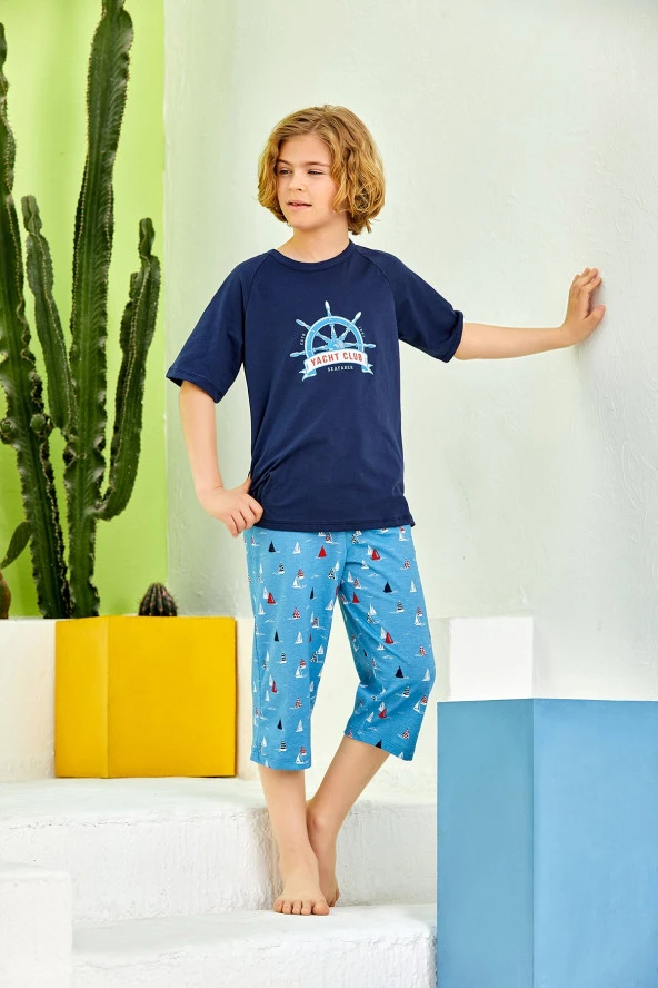 Erkek Çocuk Desenli Şortlu Pijama Takımı