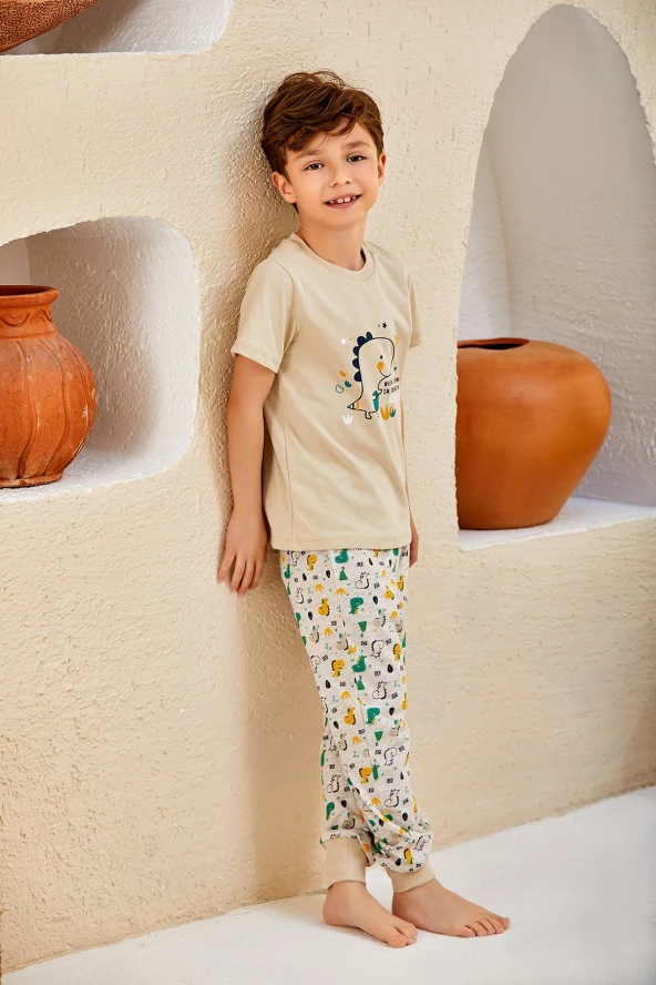Erkek Çocuk Dinozor Desenli Pijama Takımı - 2