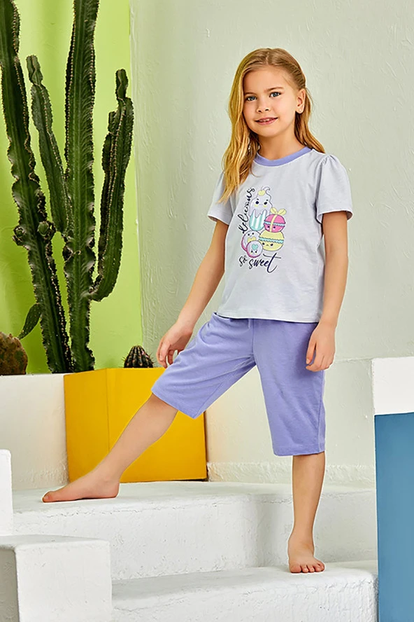 Kız Çocuk Şortlu Pijama Takımı - 2