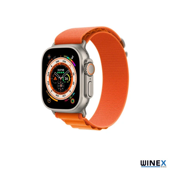 Global 42-44mm Yeni Nesil Apple Uyumlu Akıllı Saat Kordonu Hasır Kancalı Turuncu WNE0240