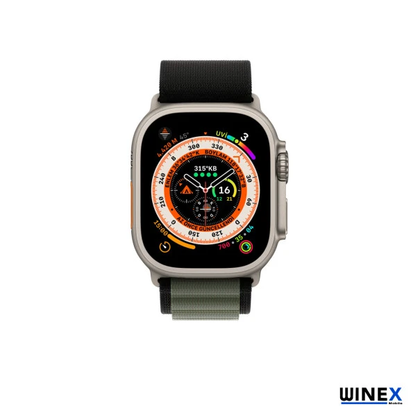 Global 42-44mm Yeni Nesil Apple Uyumlu Akıllı Saat Kordonu Hasır Kancalı Siyah Yeşil WNE0346