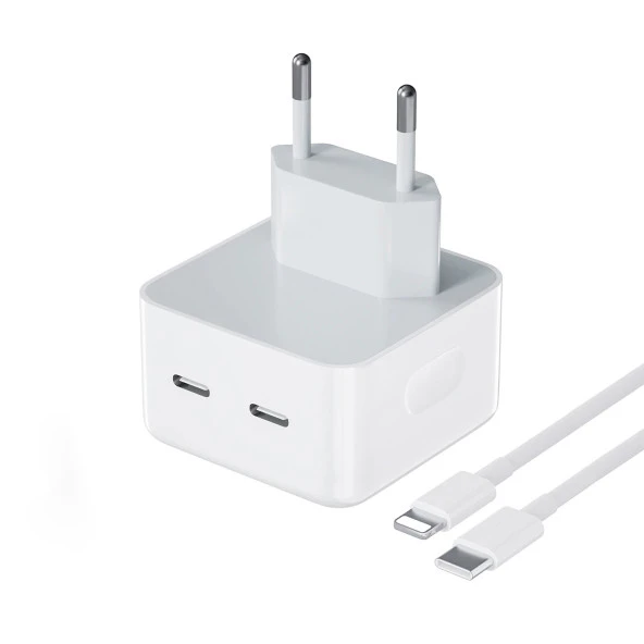 Global N45 35W Yeni Nesil Apple Uyumlu Çift PD Type-C Port Compact Çıkışlı Ev tipi Şarj Aleti Kablolu Set WNE0426