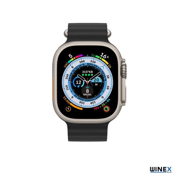 Global 42-49mm Yeni Nesil Apple Uyumlu Akıllı Saat Kordonu Silikon Siyah WNE0246