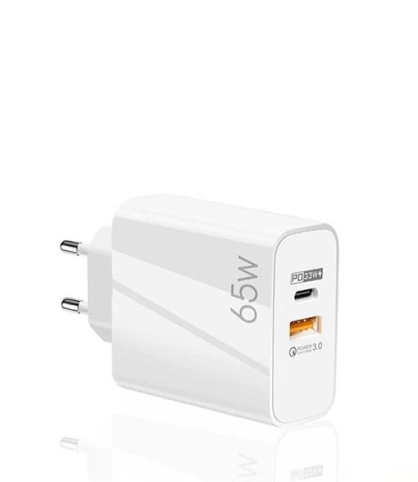 Global 65W UsbA PD33W Quick Charger 3.0 Type-C to Type-C 2m Kablolu Hızlı Şarj Aleti Set WNE0742