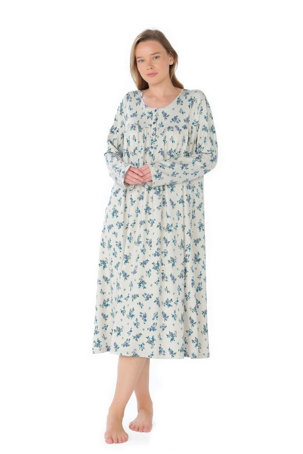 Kadın Klasik Çıtır Çicek Desenli Gecelik - 5
