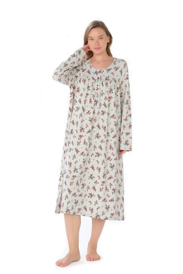 Kadın Klasik Çıtır Çicek Desenli Gecelik - 7