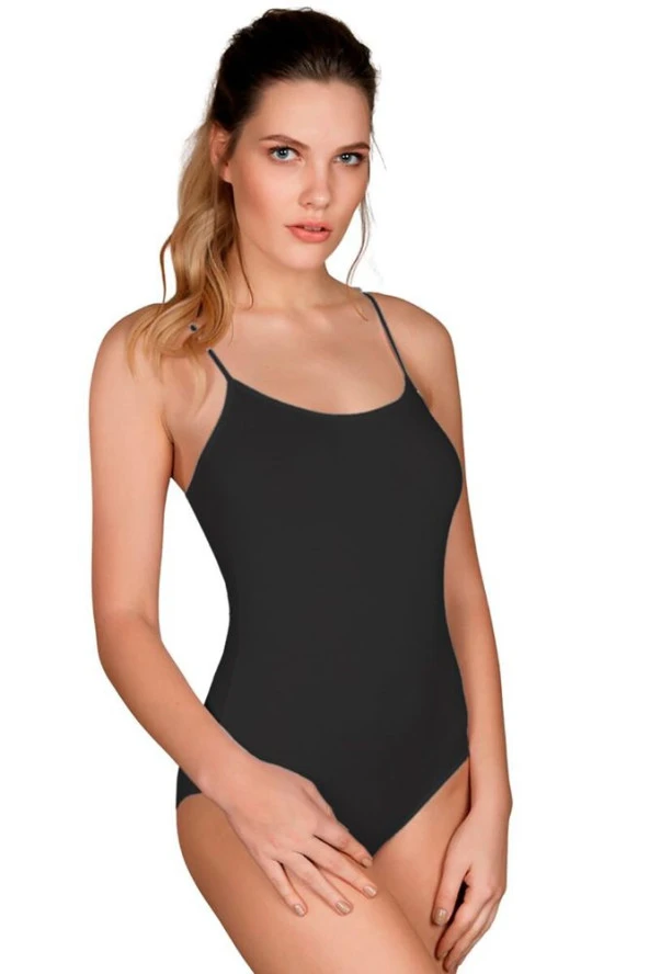 Kadın Beyaz Pamuklu Alttan Çıtçıtlı İp Askılı Badi - 3