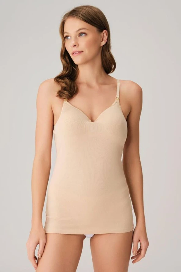 Kadın Beyaz Modal Pamuklu Lohusa Önden Açılan Süngerli Cup'Lu Emzirme Atleti - 6