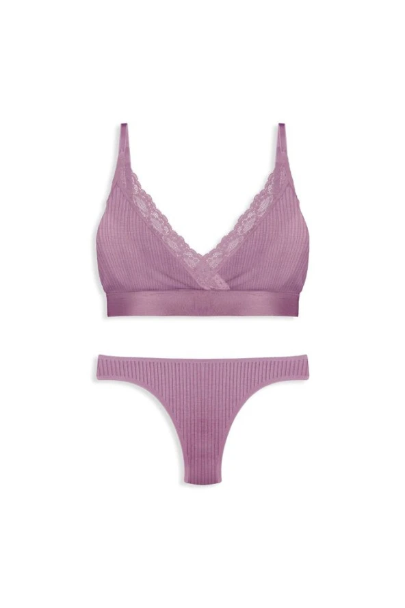 Kadın Orchid Smoke Arkadan Çapraz Bağlamalı Sütyen Takım