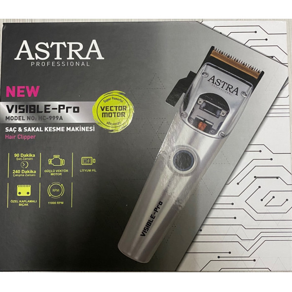 Astra Visible-Pro HC-999A Profesyonel Saç & Sakal Kesme Makinesi - 3