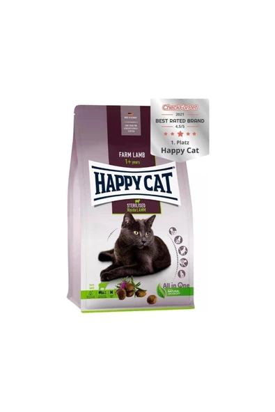 Happy Cat Kısırlaştırılmış Weide Lamm Kuzu Etli Yetişkin Kedi Maması 10 KG