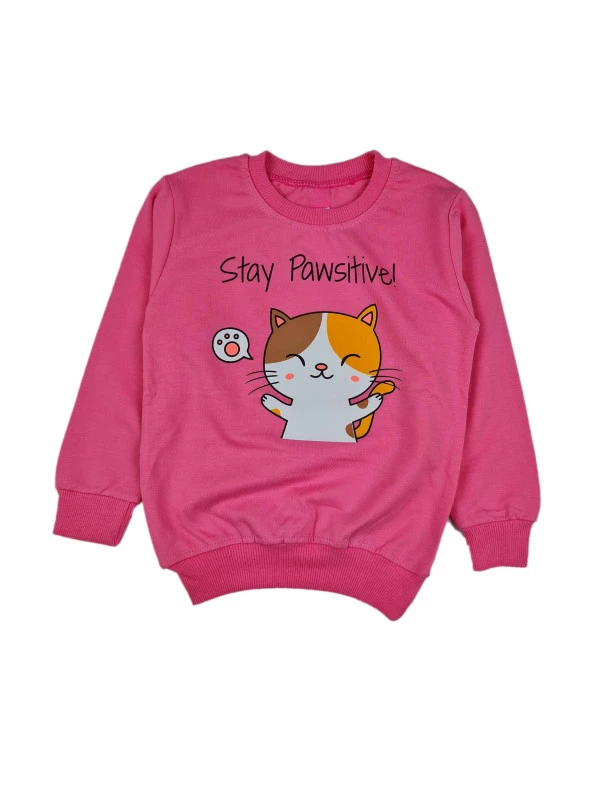 Kız Çocuk Mevsimlik Sweatshirt Stay Pawsitive